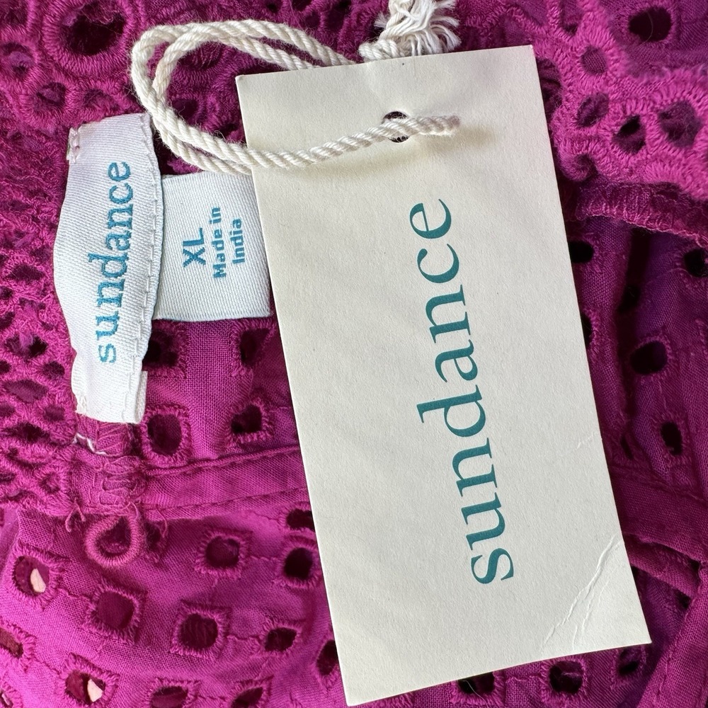 New $108 Sundance Lyra Eyelet Boho Sleeveless Blouse Top Women's XL Fuscia Pink - Picture 6 of 13